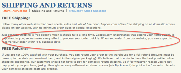zappos shipping policy