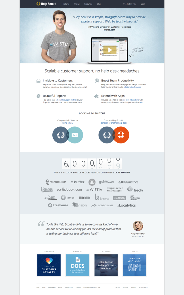 HelpScout Landing Page