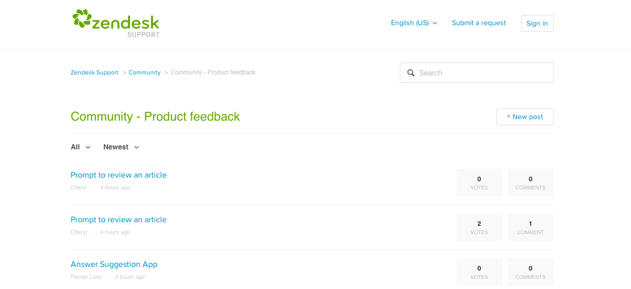 zendesk feedback forum