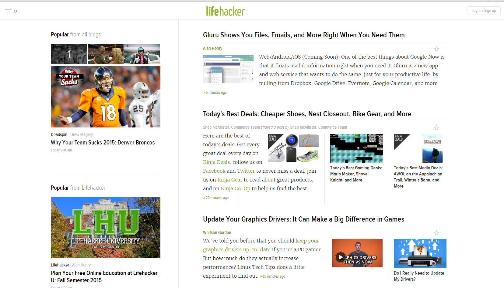 lifehacker blog layout