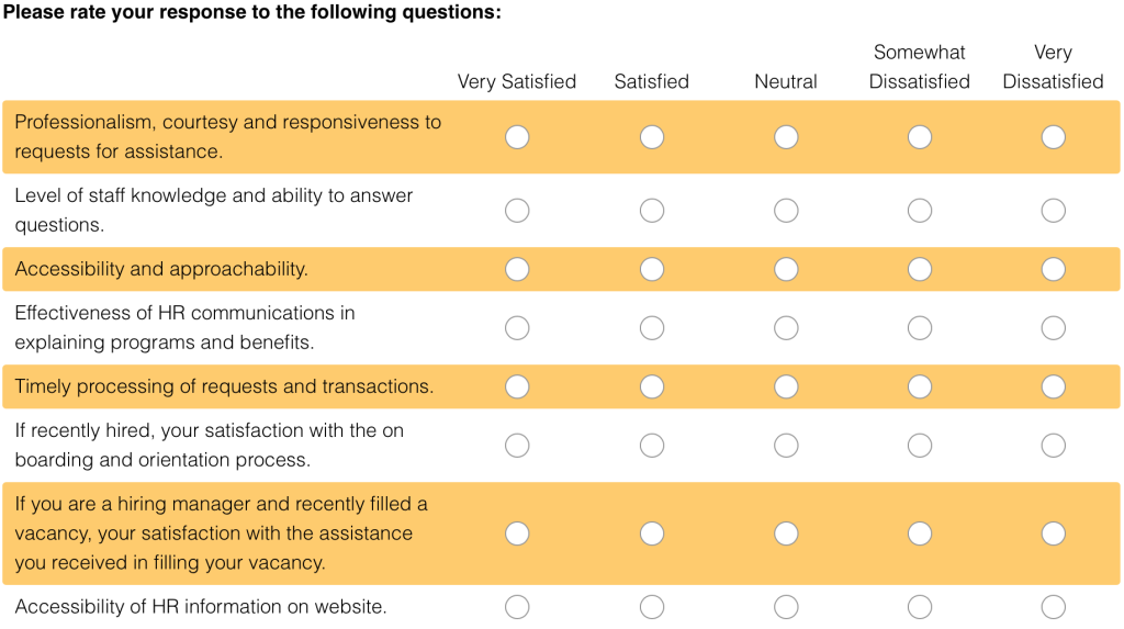 An example of a satisfaction survey