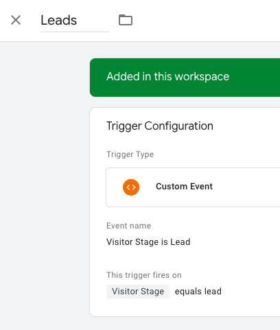 Screenshot of a Trigger in Google Tag Manager