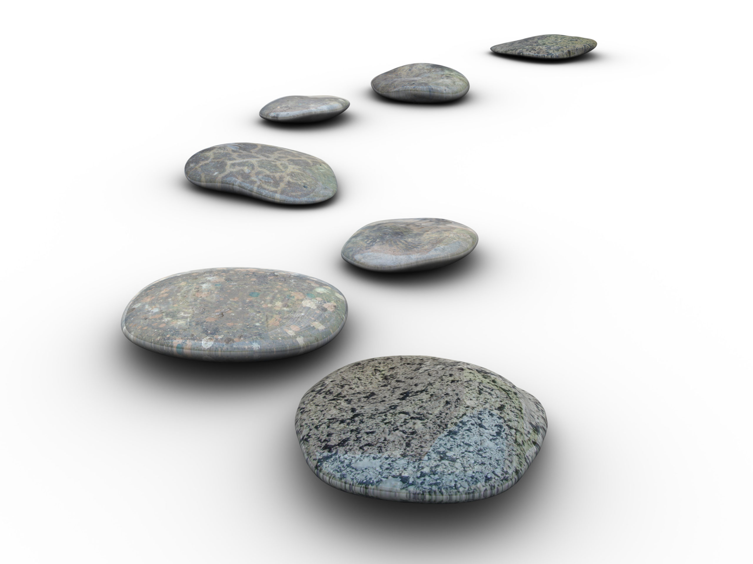 Isolated,Aligned,Stones,On,A,White,Background.,Made,In,3d.